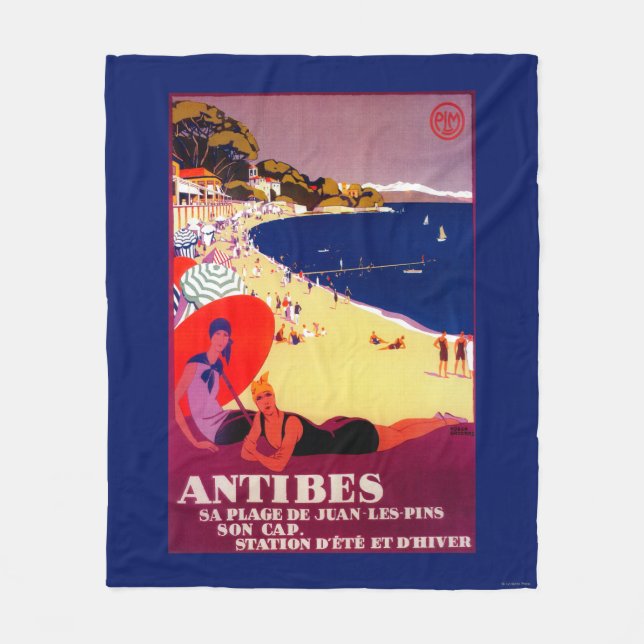 Antibes Vintag PosterEurope Fleecedecke (Vorderseite)