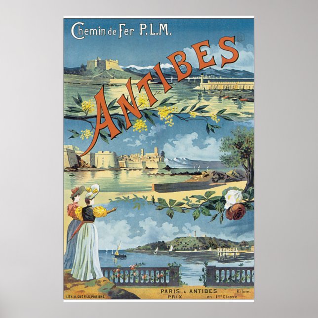 Antibes Vintage Travel Poster (Vorne)