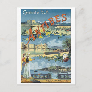 Antibes Vintage Travel Poster Postkarte