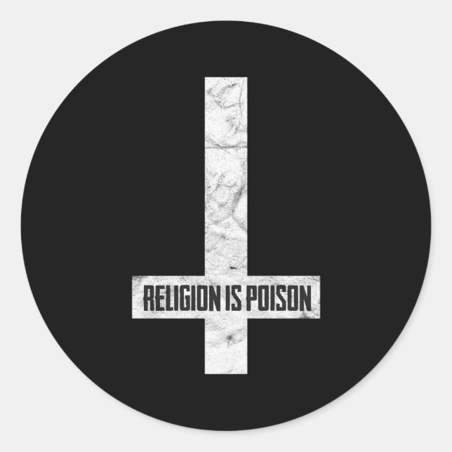 Antichrist Grunge Religion ist Gift Atheist Occul Runder Aufkleber (Vorderseite)