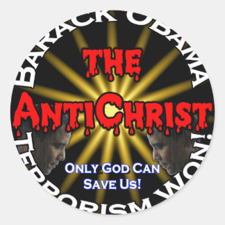 AntiChrist Obama Gott Runder Aufkleber