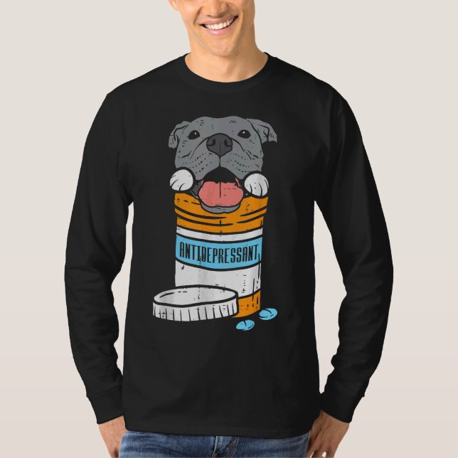 Antidepressiv Pitbull Funny Dog T-Shirt (Vorderseite)