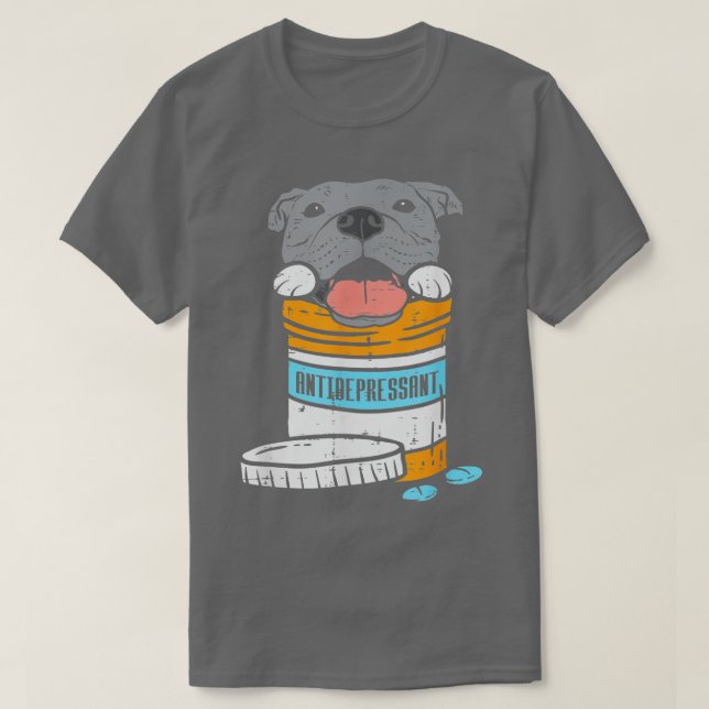Antidepressiv Pitbull Funny Pitties Dog Lover Eige T-Shirt (Design vorne)