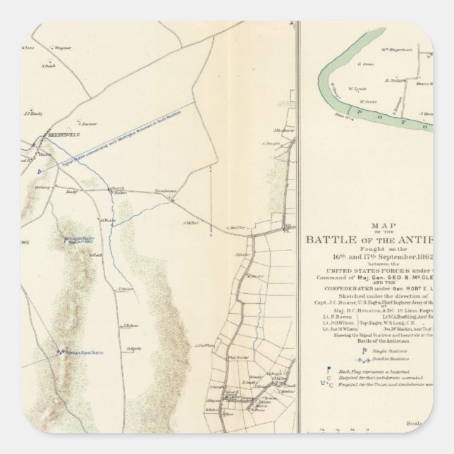 Antietam, Suffolk, Gettysburg Quadratischer Aufkleber (Vorderseite)