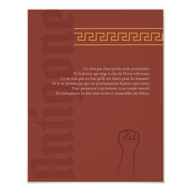 Antigone-Plakat Fotodruck (Vorne)