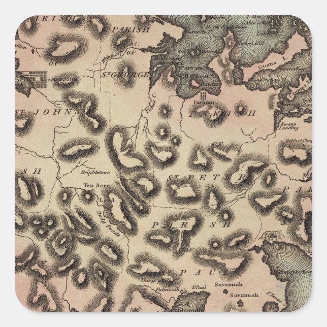 Antigua 2 quadratischer aufkleber (Vorderseite)