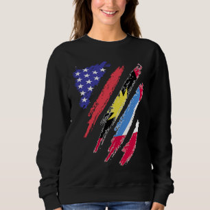 Antigua American Patriot Grown Heart Flag Streifen Sweatshirt