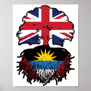 Antigua Antiguan Britische Tree Roots Flag Poster