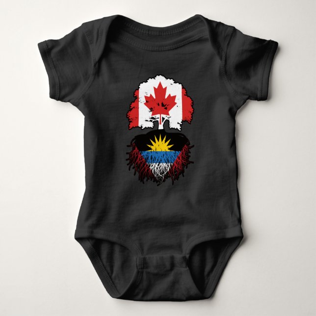 Antigua Antiguan kanadische Treppenflagge Baby Strampler (Vorderseite)