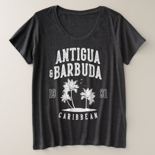 Antigua & Barbuda Caribbean Palm Tree Große Größe T-Shirt (Design vorne)