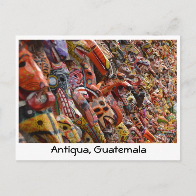 Antigua, Guatemala Maya Masques en bois Carte post (Devant)