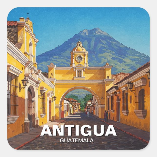 Antigua Guatemala Travel Quadratischer Aufkleber (Vorderseite)