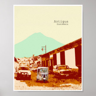 Antigua Guatemala Tuc Tuc et Volcano Poster