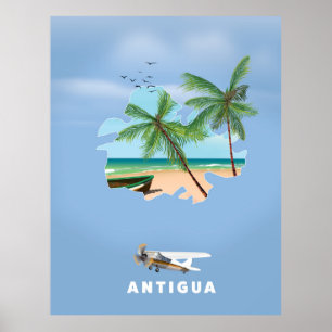 Antigua Illustriertes Reiseplakat Poster