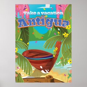 Antigua-Insel Vintage-Reiseposter-Kunst. Poster