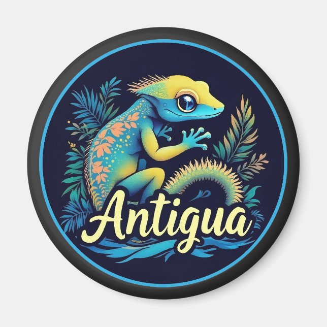 Antigua Island Caribbean Gecko Magnet (Vorne)