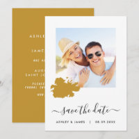 Antigua Map Foto Wedding Save the Date Card