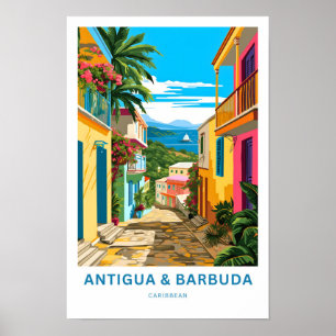Antigua und Barbuda Caribbean Travel Print Poster