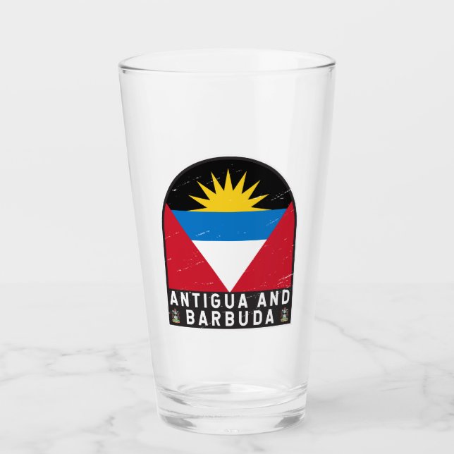 Antigua- und Barbuda-Flaggenemblem gestört Vintag Glas (Vorderseite)