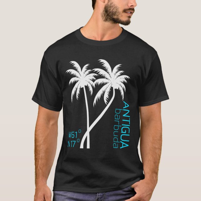 Antigua und Barbuda Geographische Koordinaten Souv T-Shirt (Vorderseite)