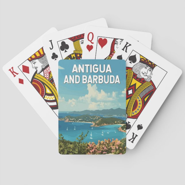 Antigua und Barbuda Illustration Art Retro Spielkarten (Rückseite)
