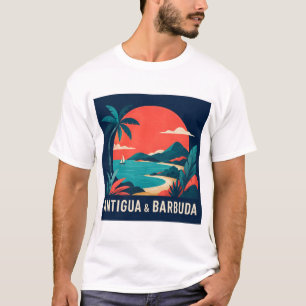 Antigua und Barbuda Moderne Geometrische Reise Kun T-Shirt