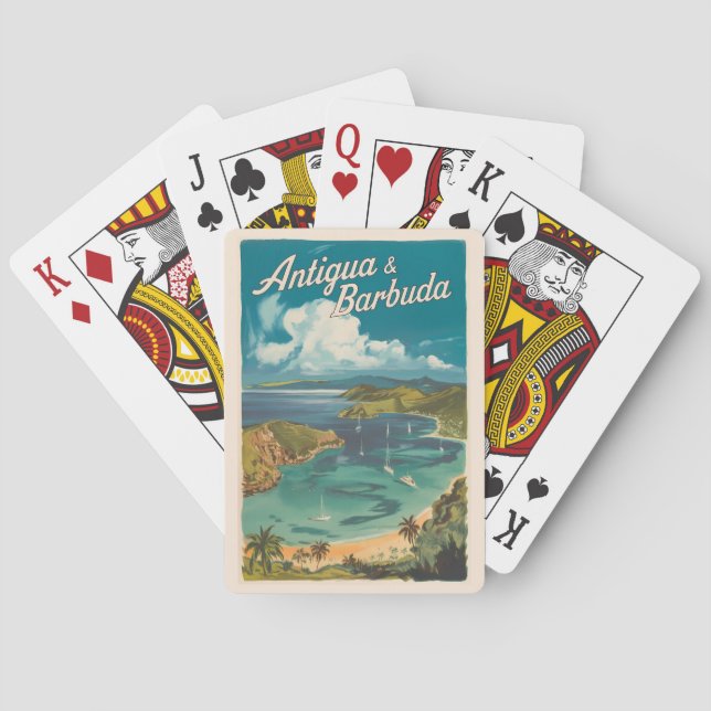 Antigua und Barbuda Painterly Travel Art Vintag Spielkarten (Rückseite)