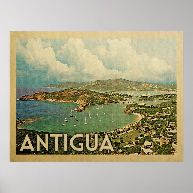 Antigua Vintage Travel Poster (Vorne)