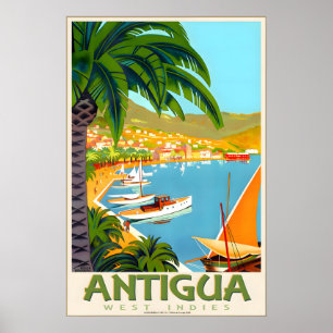 Antigua Westindien Karibisches Meer Reiseplakat Poster