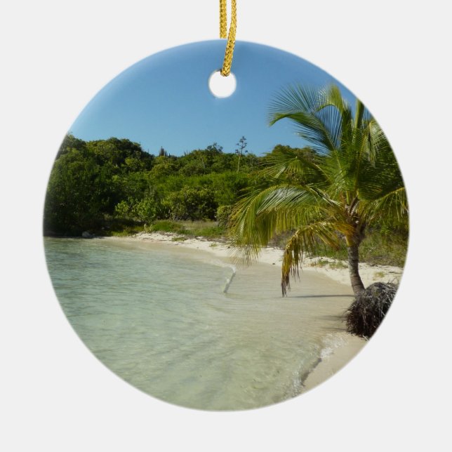 Antiguan Strand Schöne tropische Landschaft Keramik Ornament (Vorne)