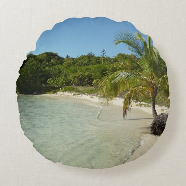 Antiguan Strand Schöne tropische Landschaft Rundes Kissen (Vorderseite)