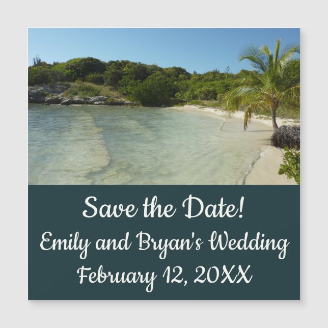 Antiguan Strand Schönes tropisches Save the Date Magnetkarte (Vorderseite)
