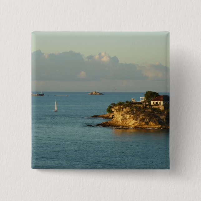 Antiguanische Küste Schöne Insel Seascape Button (Vorderseite)