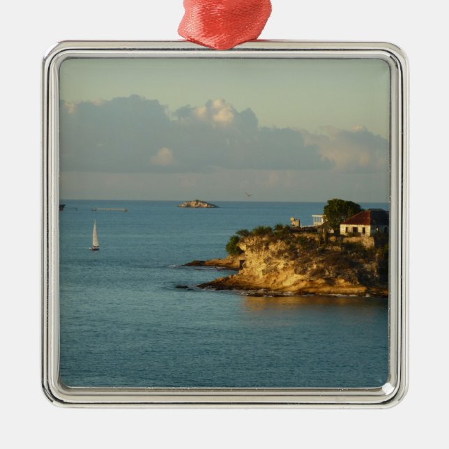 Antiguanische Küste Schöne Insel Seascape Silbernes Ornament (Vorne)