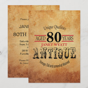Antik 80. Geburtstag Einladung