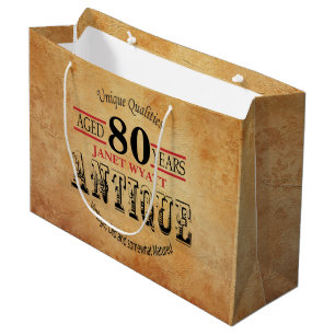 Antik 80. Geburtstag Große Geschenktüte