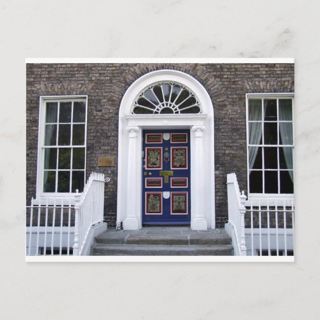 Antik Dubliner Türpostkarte, Merrion-Platz Postkarte (Vorderseite)