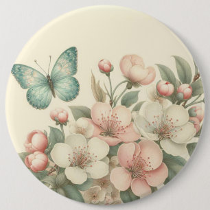 Antik gestalteter floraler/frühlingshafter Schmett Button