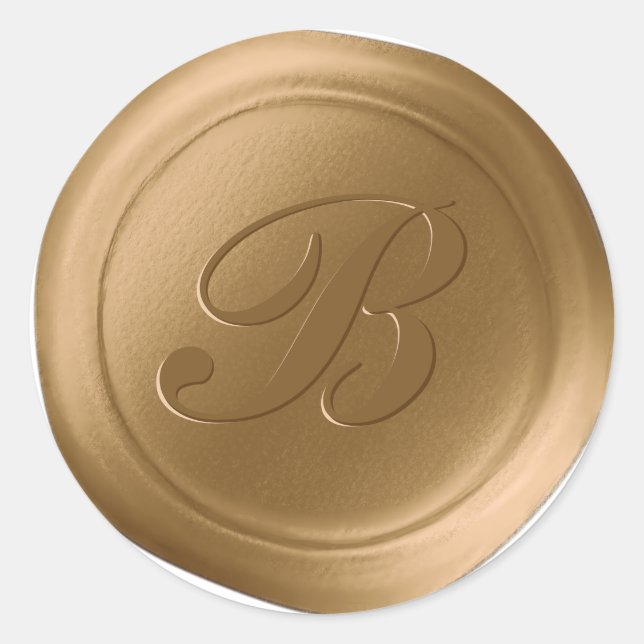 Antik Gold 1 Letter Monogram Wachs Siegel Stickers (Vorderseite)