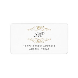 Antik Gold Geblüht Monogram-Adressetiketten Adressaufkleber