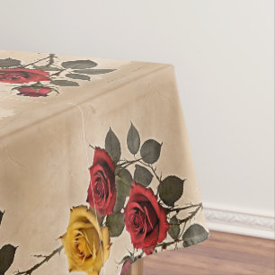 Antik inspirierte rote und gelbe Rosen Tischdecke