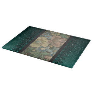 Antik inspiriertes Blumen-Burlap und dunkles Tealg Schneidebrett