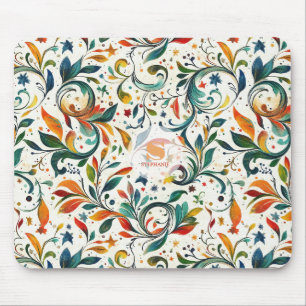 Antik inspiriertes, farbenfrohes Paisley-Blatt-Mus Mousepad
