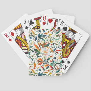 Antik inspiriertes, farbenfrohes Paisley-Blatt-Mus Spielkarten