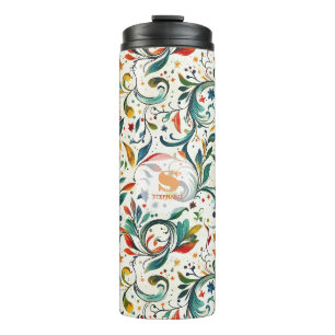 Antik inspiriertes, farbenfrohes Paisley-Blatt-Mus Thermosbecher