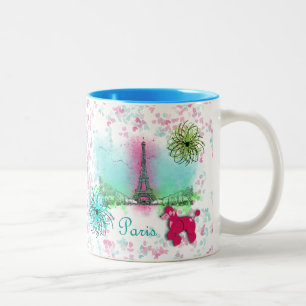 Antik inspiriertes rosa Poodles Paris Thema Zweifarbige Tasse