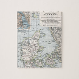 Antik Karte Dänemarks, Danmark in Dänisch, 1905