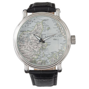 Antik Karte Dänemarks, Danmark in Dänisch, 1905 Armbanduhr