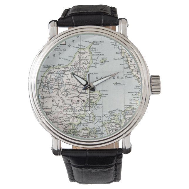 Antik Karte Dänemarks, Danmark in Dänisch, 1905 Armbanduhr (Vorderseite)