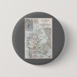Antik Karte Dänemarks, Danmark in Dänisch, 1905 Button
